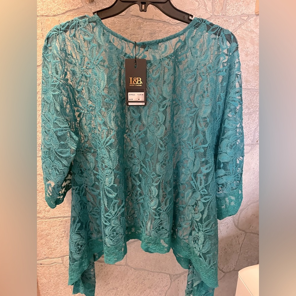 Turquoise See Through Blouse!! Great Quality Material